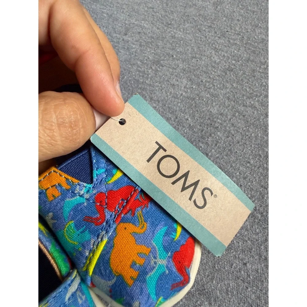 TOMS Shoes Alpargata Dinosaur Graphic Blue Multi Size 5 Toddler